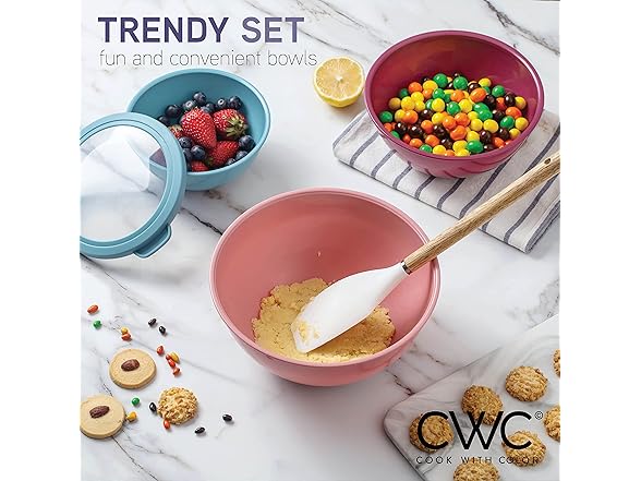 COOK WITH COLOR Mixing Bowls with TPR Lids - 12 Piece
