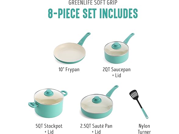 GreenLife 8 Piece Nonstick Cookware Set