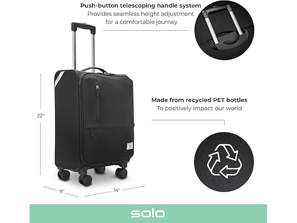 Solo New York Re:Treat Carry-On 22" Spinner, Black