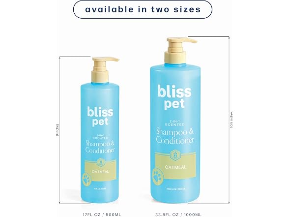 Bliss Pet Oatmeal Dog Shampoo Conditioner and Detangler