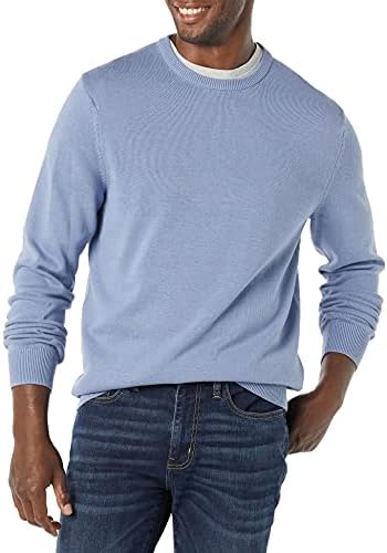 Amazon Essentials Men's Crewneck Sweater, 100% Cotton, Light Blue, X-Large  