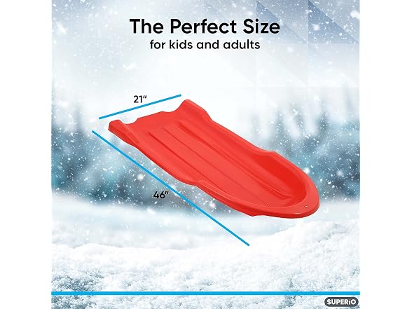 Superio Toboggan Snow Sled for Kids and Adults, 46" Red), 6 Pack