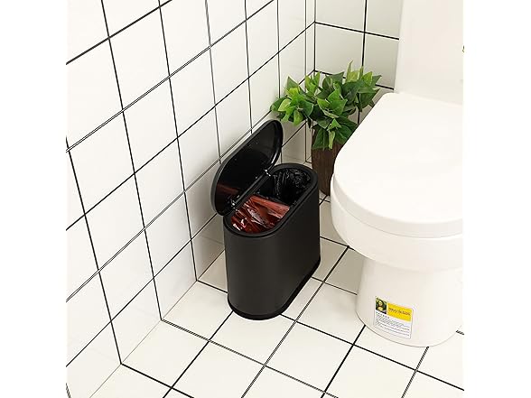 3.17G/12L Black Slim Bathroom Trash Can
