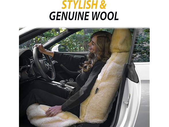 ZONE TECH Sheepskin Car Seat Cover Ivory or Black