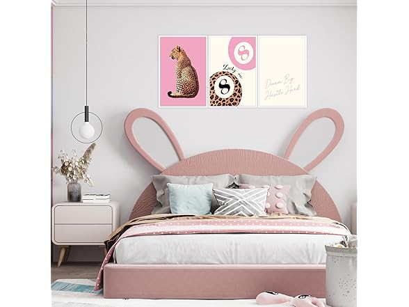 ECUASMR Pink Set of 3 Leopard Wall Art