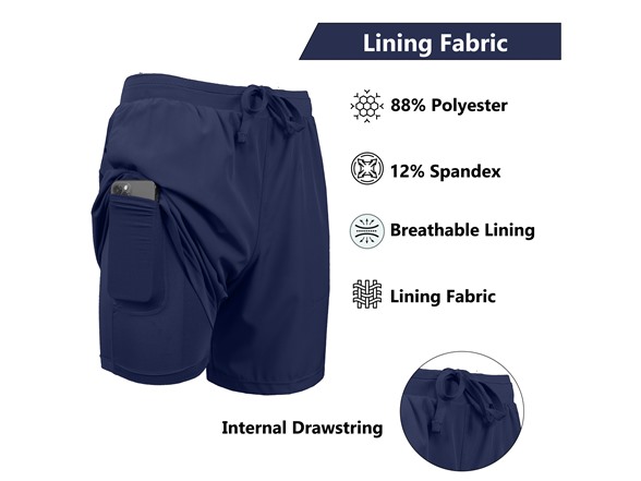3Pk Mens 2-in-1 Quick Dry Shorts w/Liner