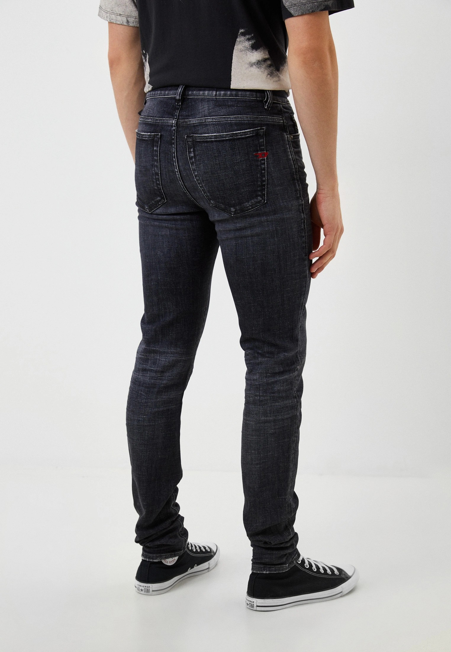Diesel Mens Skinny Fit Denim Jeans (Washed Black) - Gallery 4