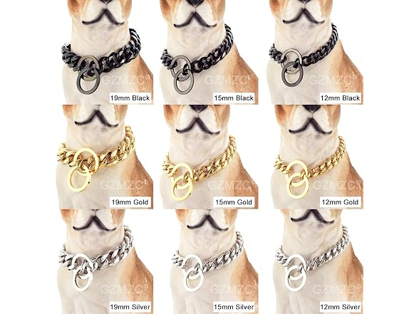 Dog Chain Collar Black Color High Polished S