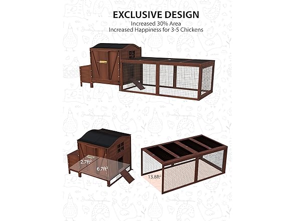 Hipicute Wooden Poultry Cage for 3-5 Chickens, Red