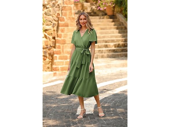 Prettygarden Women (XL) Summer Dresses V Tie Dress