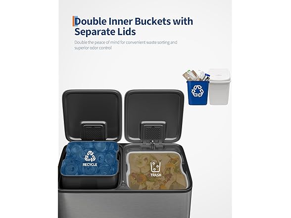 Takywep 2X10.6 Gal Compartment Kitchen Trash Can