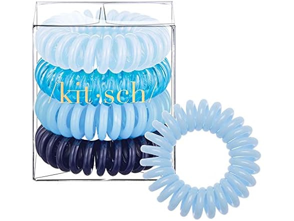 Kitsch Spiral Hair Ties for Women - Denim