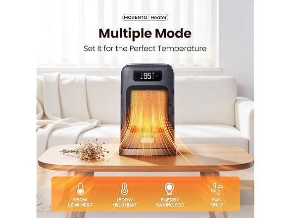 MORENTO Space Heater for Indoor Use Black