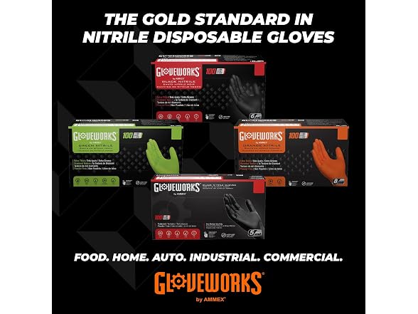 GLOVEWORKS Nitrile Gloves Disposable Orange 8 mil XL