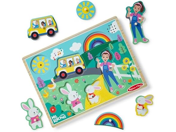 Melissa & Doug Ms. Rachel Wooden Song Peg Puzzle