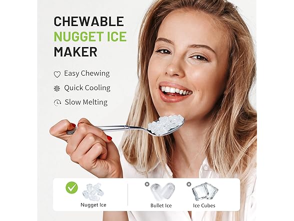 Nugget Countertop Ice Maker with Soft Chewable Ice 40Lbs
