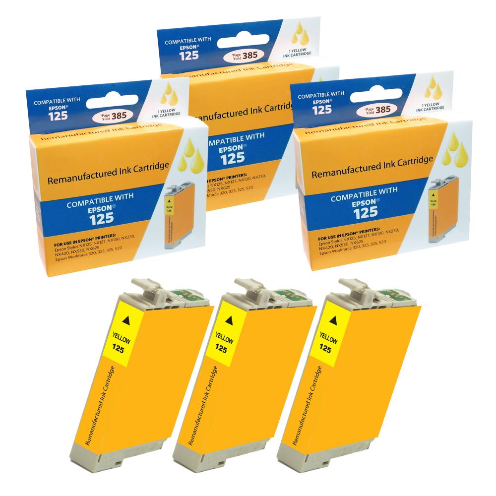 Compatible Epson 125 Yellow Ink Cartridge (3 Pack) - Gallery 2