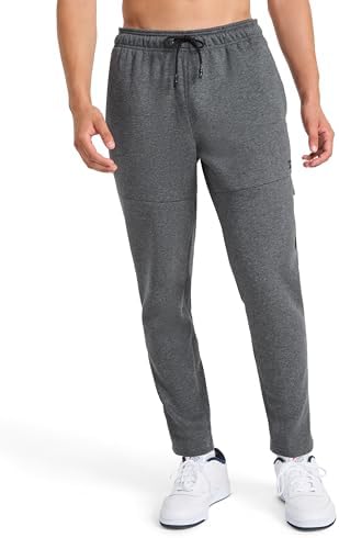 Reebok Men’s Artillery Oblong Pant, Standard Fit, 31” Inseam, Midweight Cotton-Poly Fleece Fabric, Charcoal Heather, X-Large