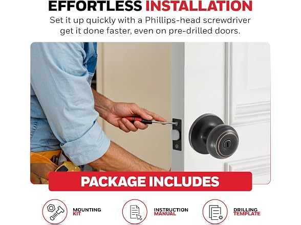 Bedroom Door Knob with Lock and Key Oil Rubbed Bronze