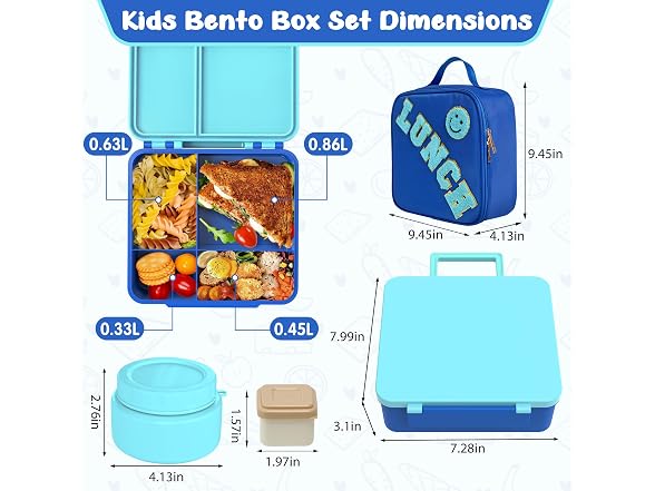 Aimsnk Kids Lunch Box with Thermo Bag