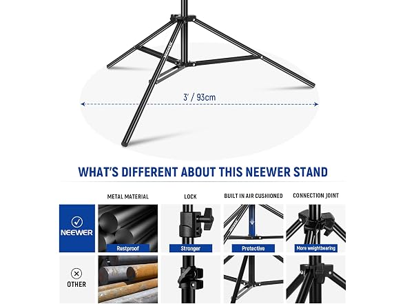 NEEWER 9.8ft Air Cushioned Light Stand (Black)