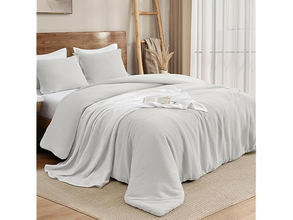 Light Grey Cotton Comforter Set Queen
