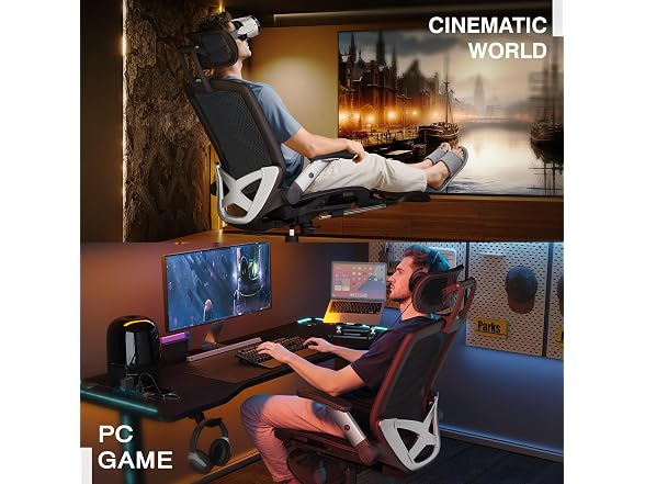 Office Chair with Footrest, Ergonomic Desk Chair