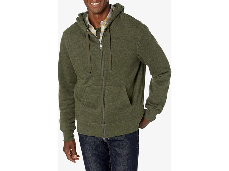 Amazon Essentials Men's Full-Zip Fleece Hoodie (Available in Big & Tall), Olive Heather, X-Small