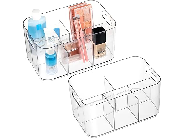 5-Compartment Clear Plastic Bin