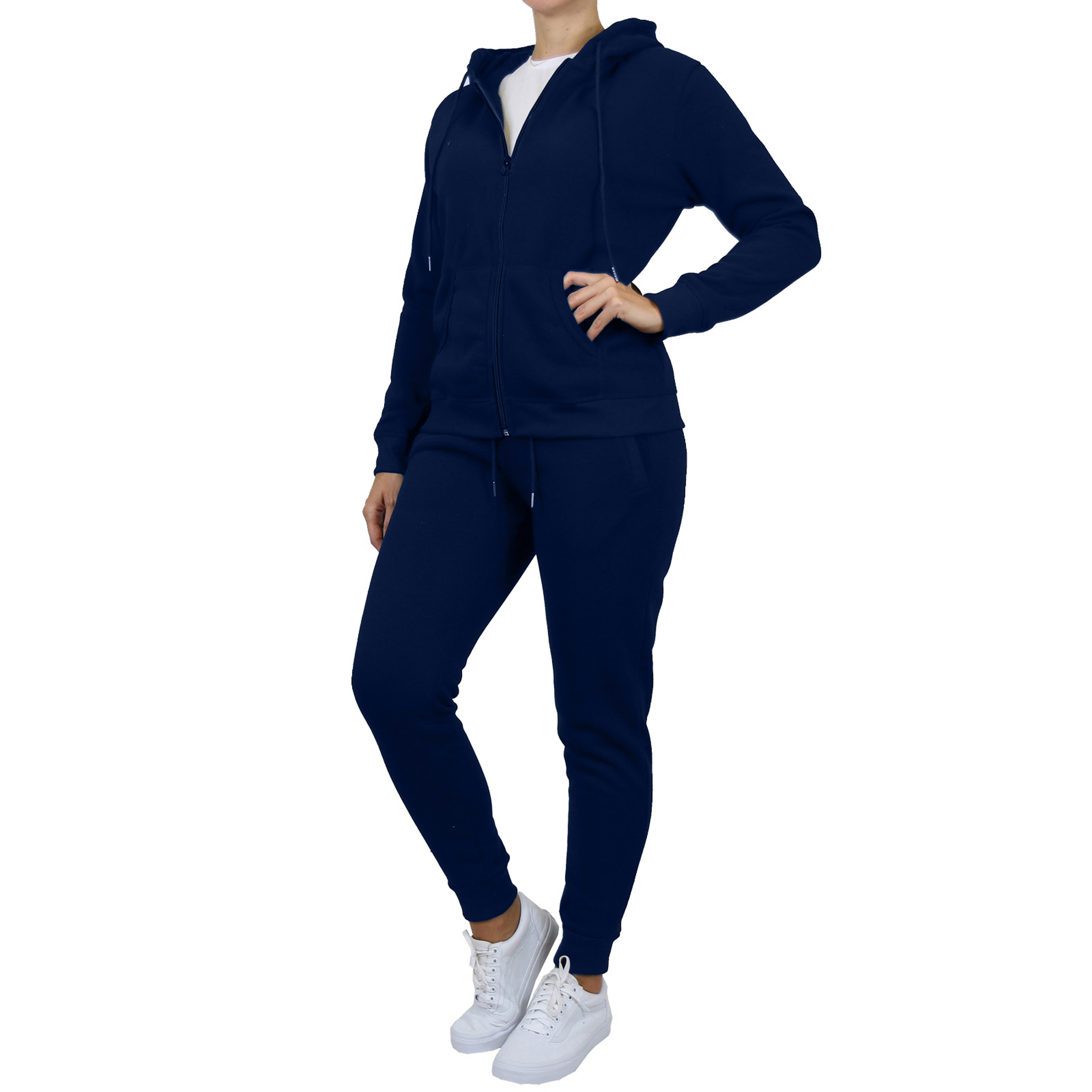 Womens Fleece-Lined Zip Hoodie & Jogger Set - Gallery 30