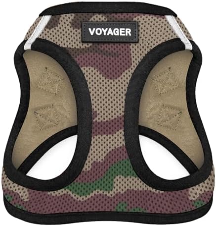 Best Pet Supplies - All Weather Mesh, Reflective, No Pull Harness for Small, Medium Dogs, Cats - Secure with Hook & Loop Fastener, Buckle, Double D-Rings - Army/Black Trim, XS