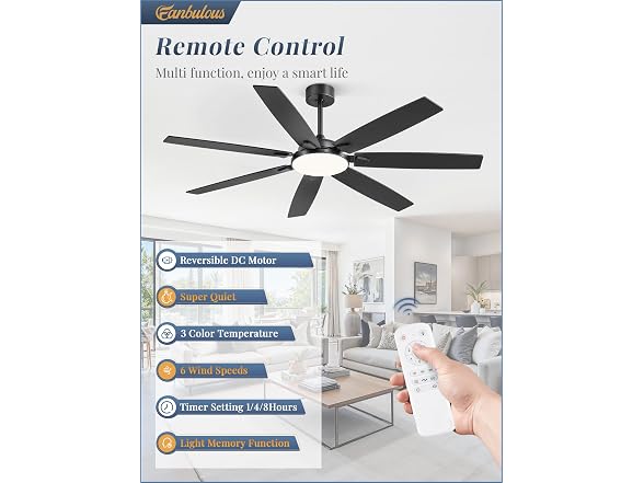 Fanbulous Black 62” Ceiling Fan with Lights