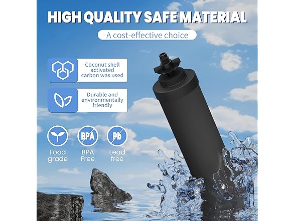 Water Filter Compatible with Berkey BB9-2 Black Filters