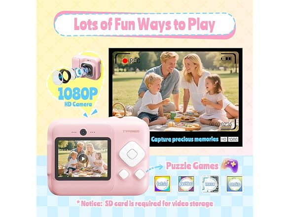 TYPONOS Instant Print Camera for Kid