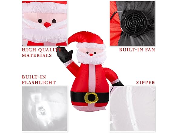 Zone Tech CR0001 Santa Blow-Up Décor for Cars Red