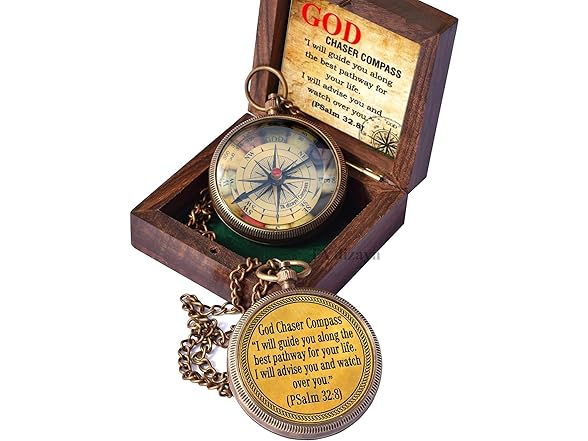 Christian Brass Compass (Psalm 32:8) Box