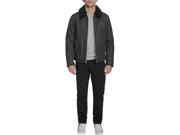 Levis Mens Denim Western Jacket w Sherpa Collar (M)