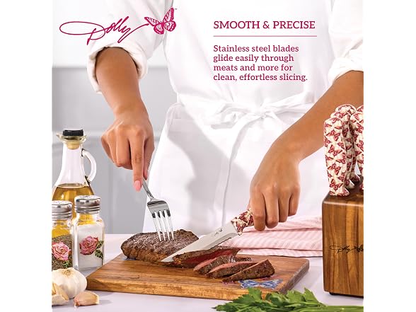 Dolly Parton 7-Piece Steak Knife Set Pink