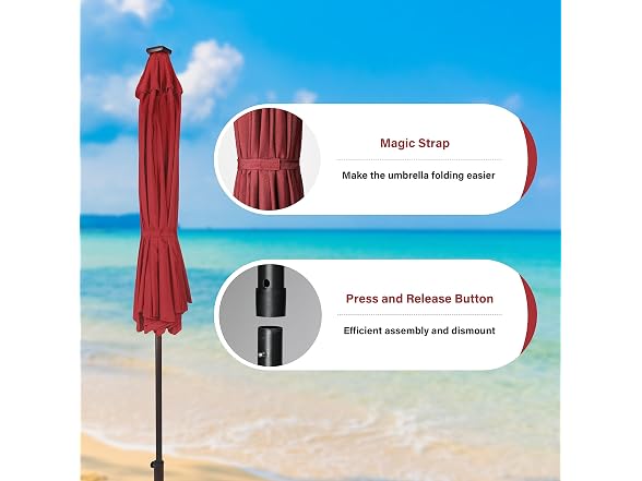 YSSOA 9ft Solar LED Lighted Patio, Red - Gallery 4