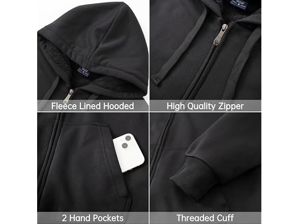 LeeHanTon Men (L) Heavyweight Sherpa Zip Pullover