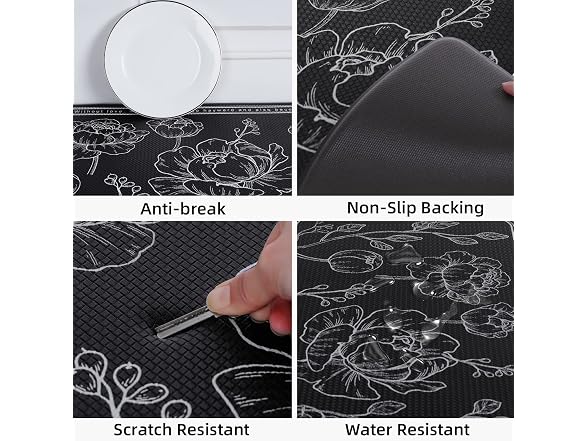 ROTTOGOON Kitchen Floor Mat 2Pk Black