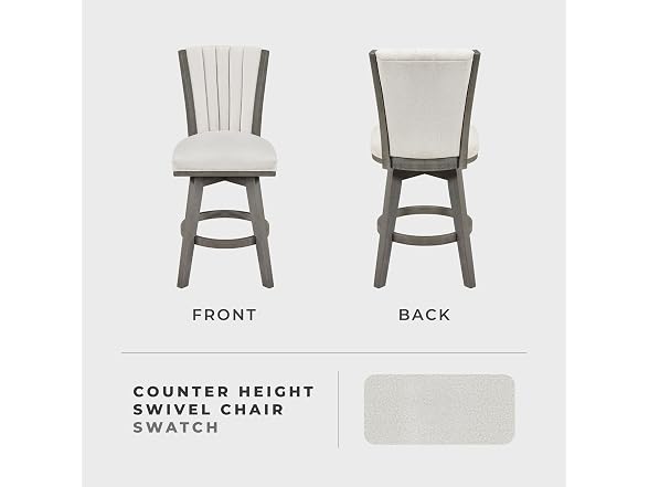 Lexicon Swivel Counter Stool 2Pk, Grey w Beige Cushion