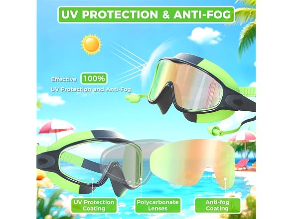CMBJJU 3-Pack Swim Goggles w/Earplugs
