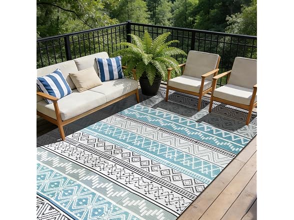 STRICKLANDHOME Outdoor Rug 8 x10 Ft
