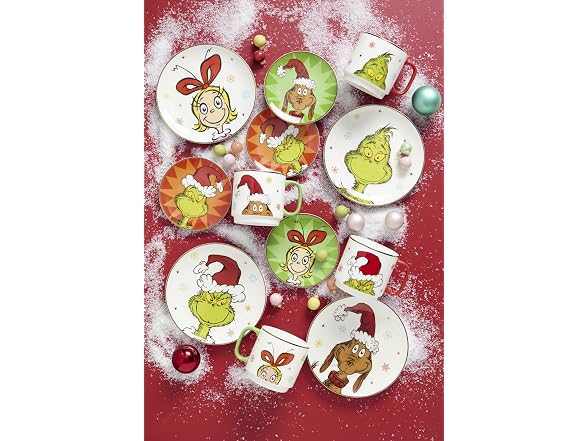Lenox Grinchmas Christmas Accent Plates, Appetizer Set for 4
