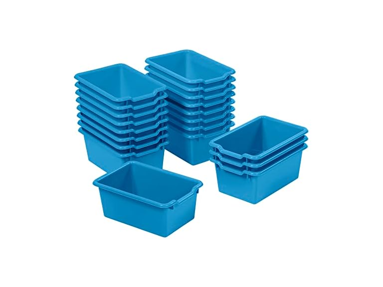 ECR4Kids Scoop Front Storage Bin, Multipurpose Organization, French Blue, 20-Piece