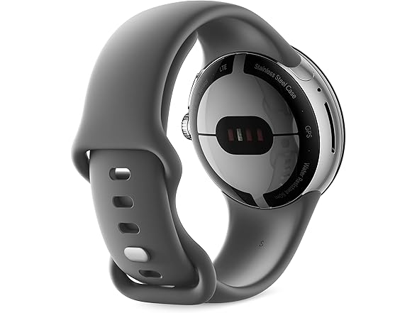 Google Pixel Watch - Android Smartwatch with Fitbit Activity Tracking - Heart Rate Tracking Watch Polished Silver Stainless Steel case with Charcoal Active band - WiFi (Open Box)