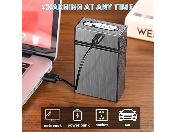 KUGUAN Cigarette Case with USB Lighter