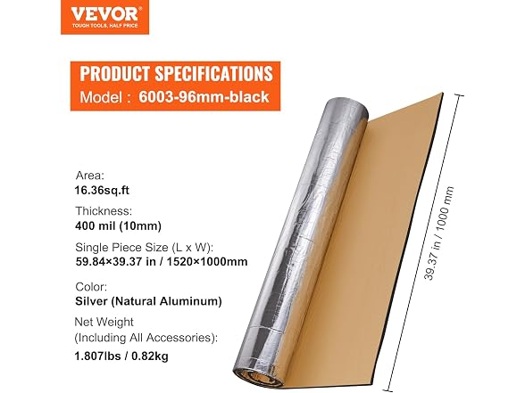 Car Sound Deadening Mat, 400 mil 16 sqft
