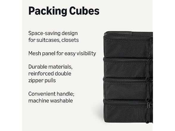 Amazon Essentials 4-Piece Packing Cubes